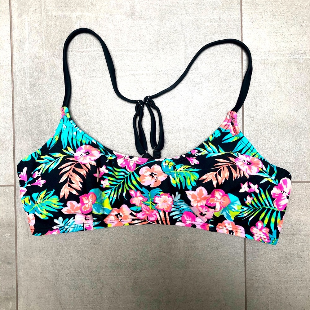 Bikini top fun tropical floral print! Adjustable